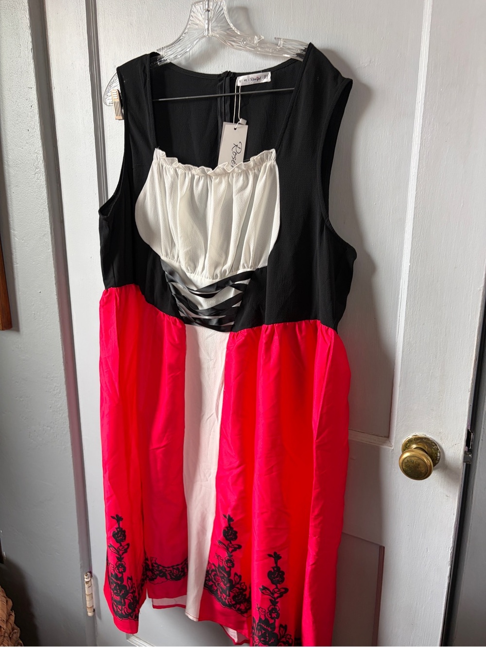 NWT Rosegal Black and White Ruffled Bodice Contrast Dress Costume 8-08